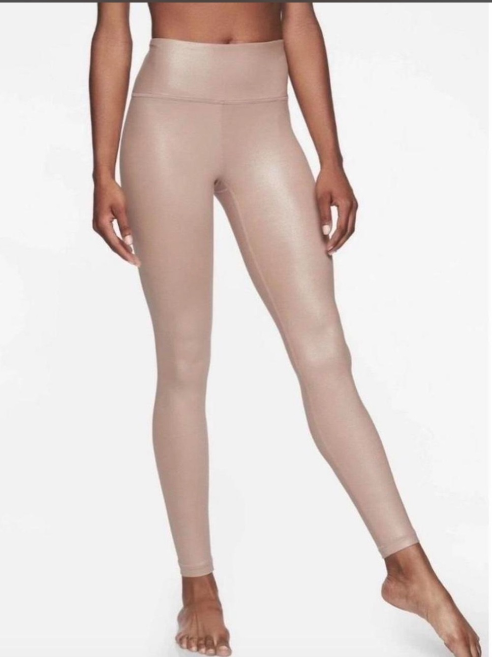 Athleta Elation Shimmer Powervita High Waist Leggings in Pink Size M TALL